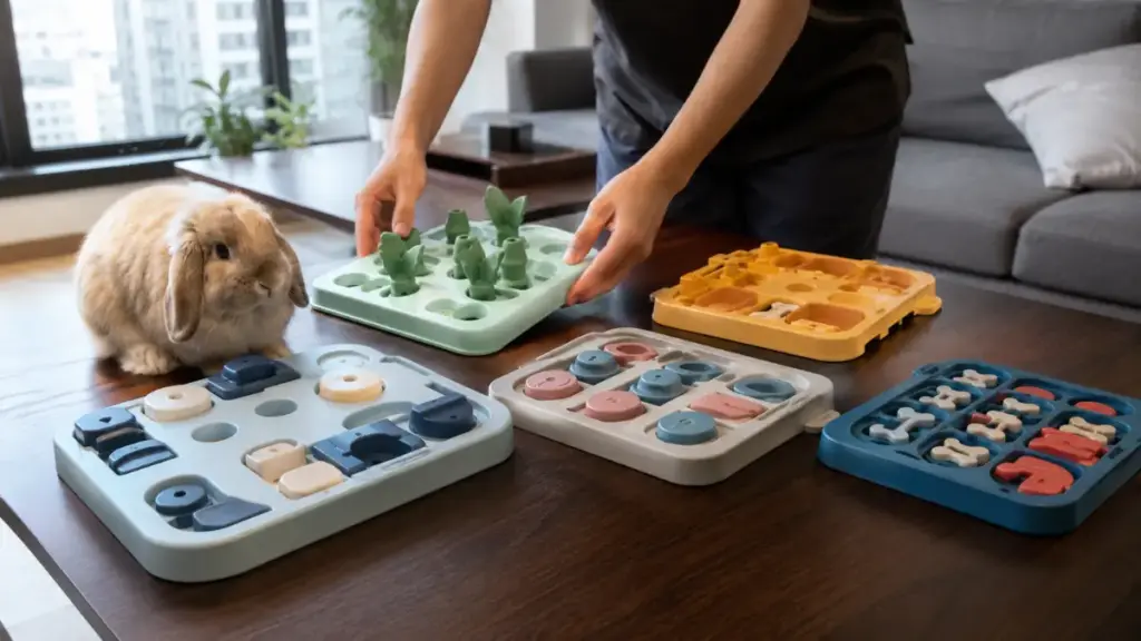 urban-canine-owner-preparing-advanced-puzzle-boards-on-a-table