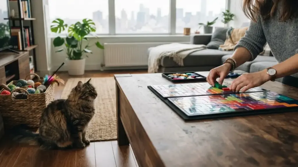 urban-homeowner-arranging-supplies-on-a-table-cat