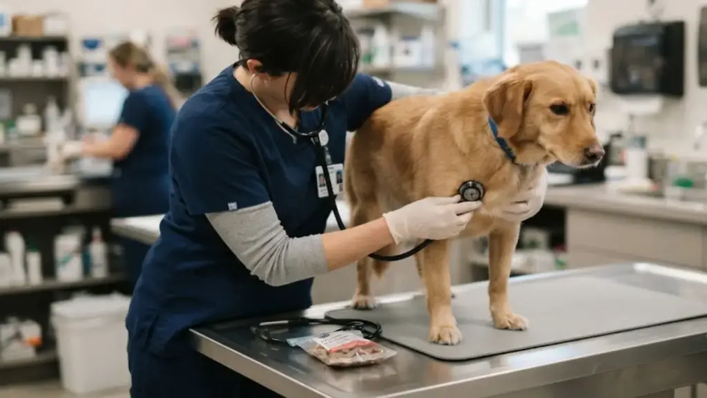 veterinarian-examining-a-healthy-dog-in-a-bright-clinic-after-food-recalls-dog
