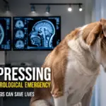 veterinary diagnostic room head pressing abnormal dog body behavior