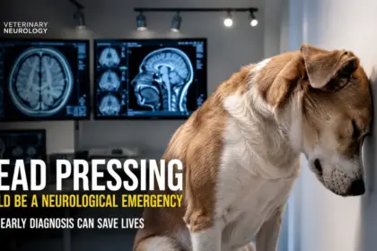 veterinary diagnostic room head pressing abnormal dog body behavior
