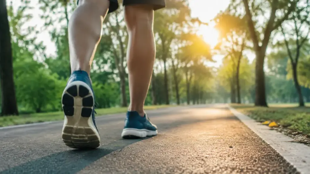 close-up-of-feet-in-walking-shoes-striding-for-walking-longevity