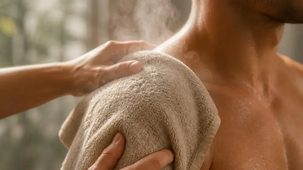  warming-shoulder-joint-with-towel-post-daily-exercise-habit