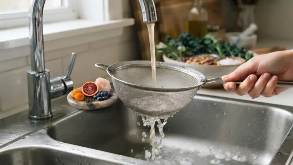 washing-a-metal-mesh-strainer-under-flowing-water