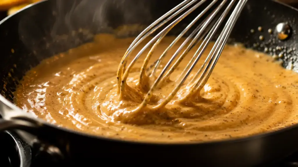 whisking-a-glossy-sauce-smoothly-in-a-hot-skillet-for-easy-prepared-meals