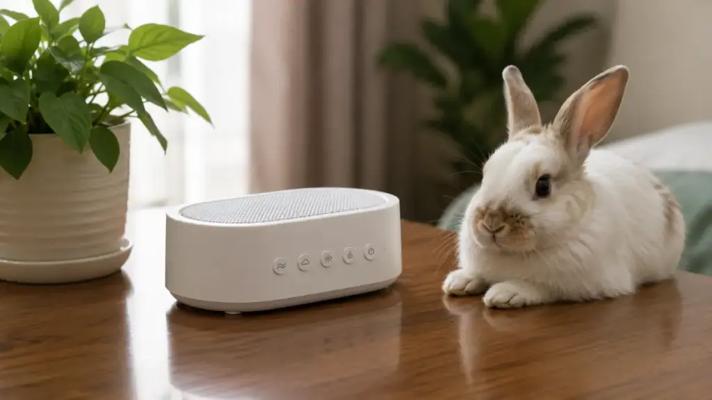 white-noise-sound-machine-running-on-a-table-to-mask-hallway-footsteps