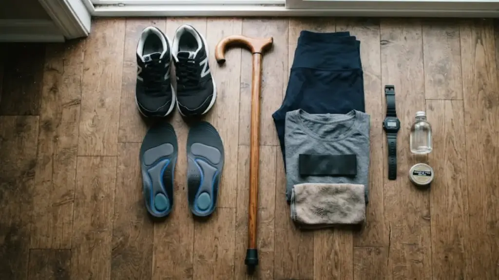 wooden-cane-and-orthopedic-insoles-flatlay-on-floor-weekly-exercise