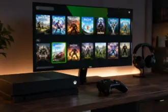 xbox console desk setup displaying digital subscription menu