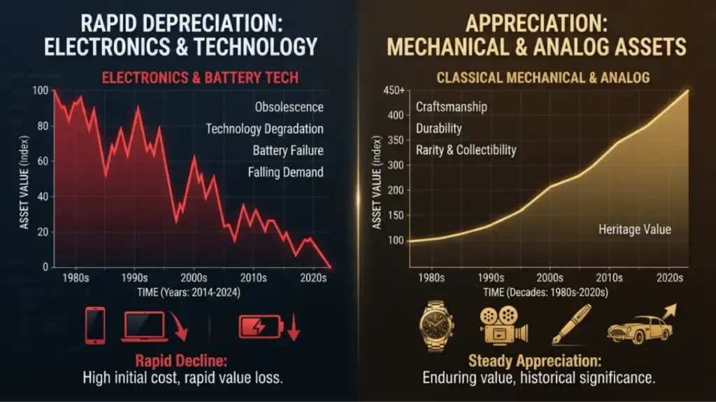 Financial graph comparing EV depreciation against the long term investment stability of a Mercedes Maybach