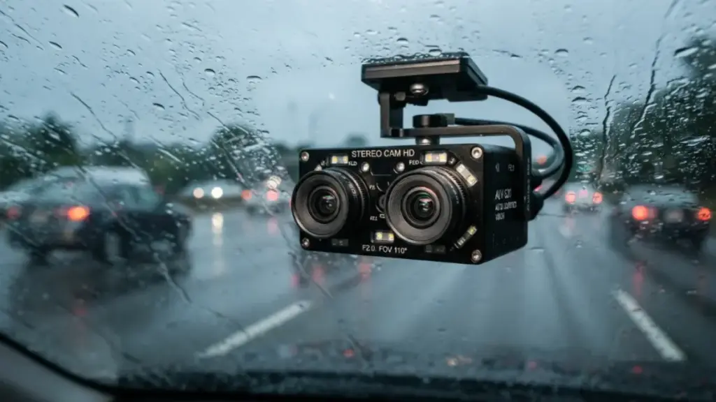 Front-facing camera system used for road scanning in the Maybach GLS.