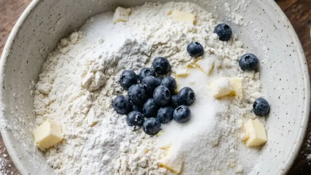 blueberry-scones-dry-ingredients-baking-powder-measurement