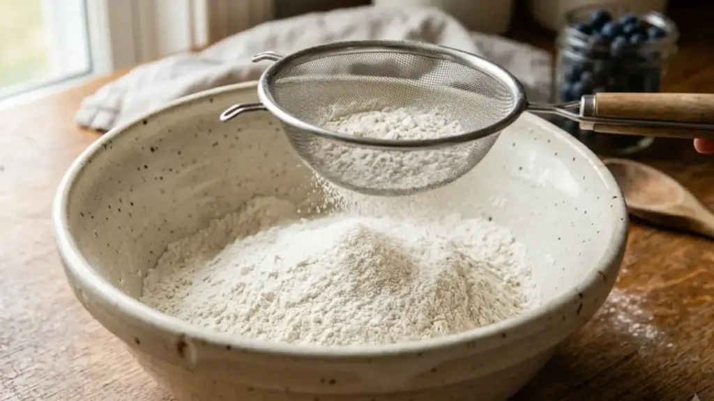blueberry-scones-dry-ingredients-sifting-bowl
