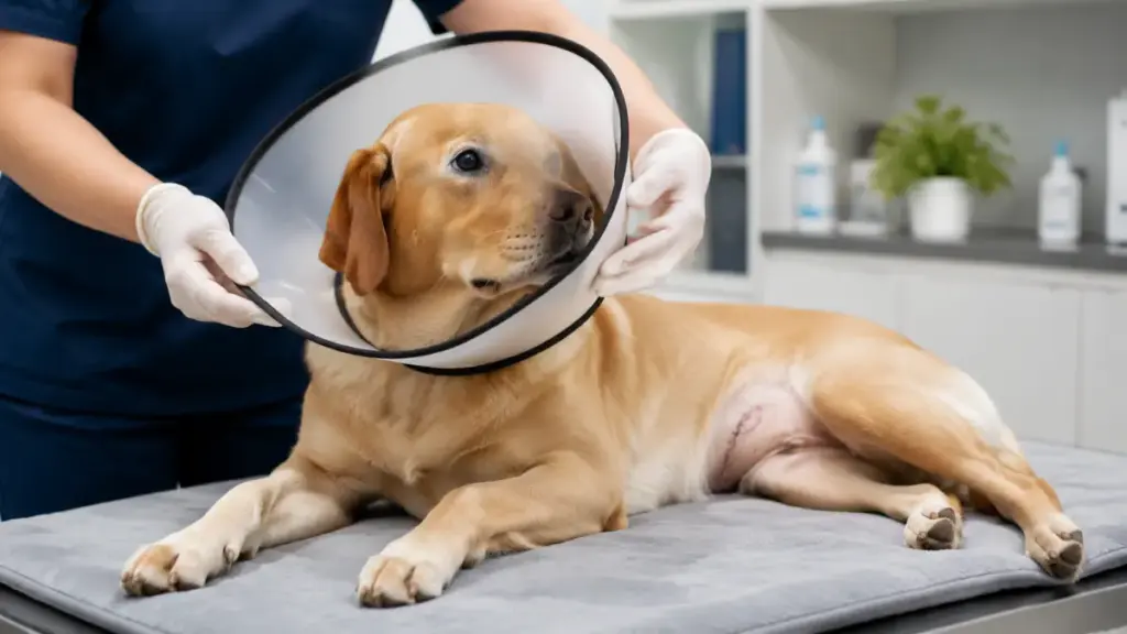 bruising-after-dog-spaying-and-neutering-vet-examination-room