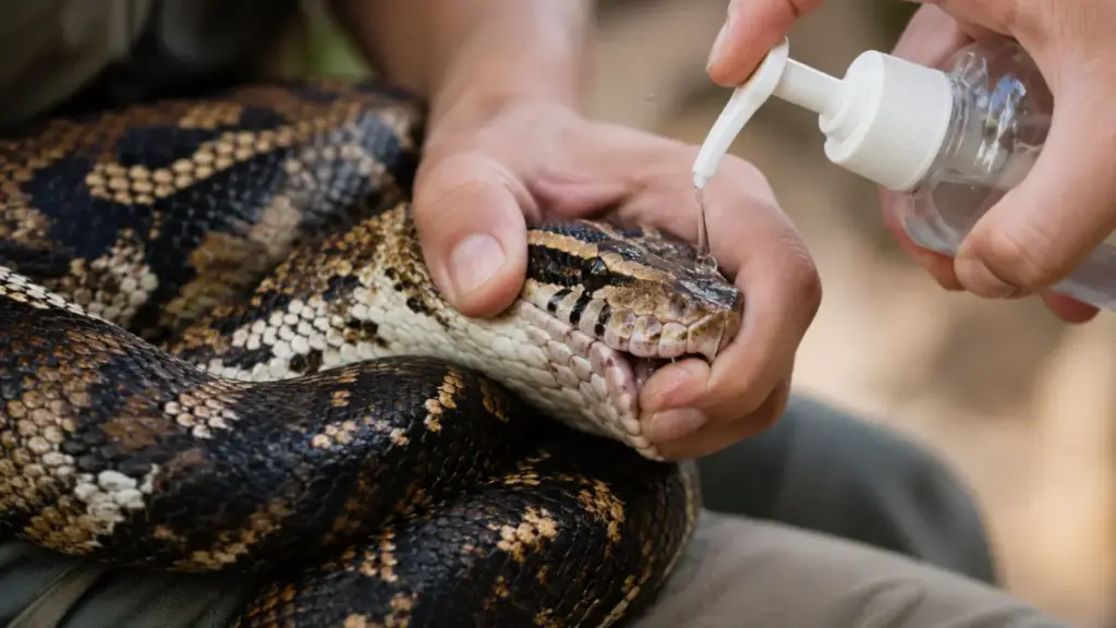  burmese-python-wound-saline-flush-decontamination