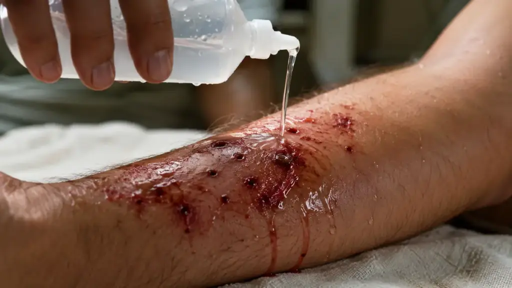  burmese-python-wound-saline-flush-decontamination