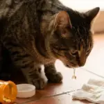 cat is constantly vomiting near medication bottle