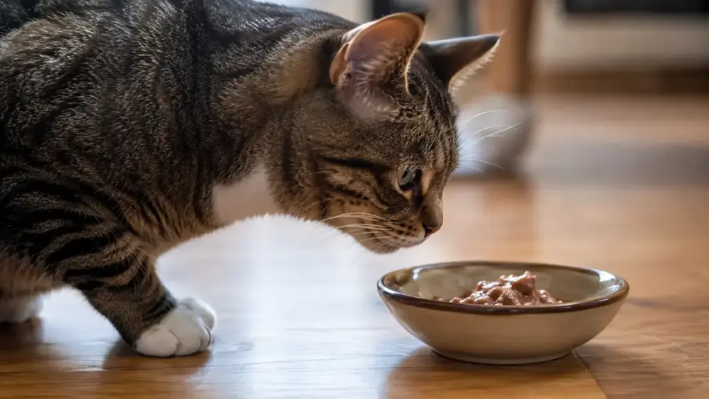  cat-strange-behaviors-cat-inspecting-food-dish
