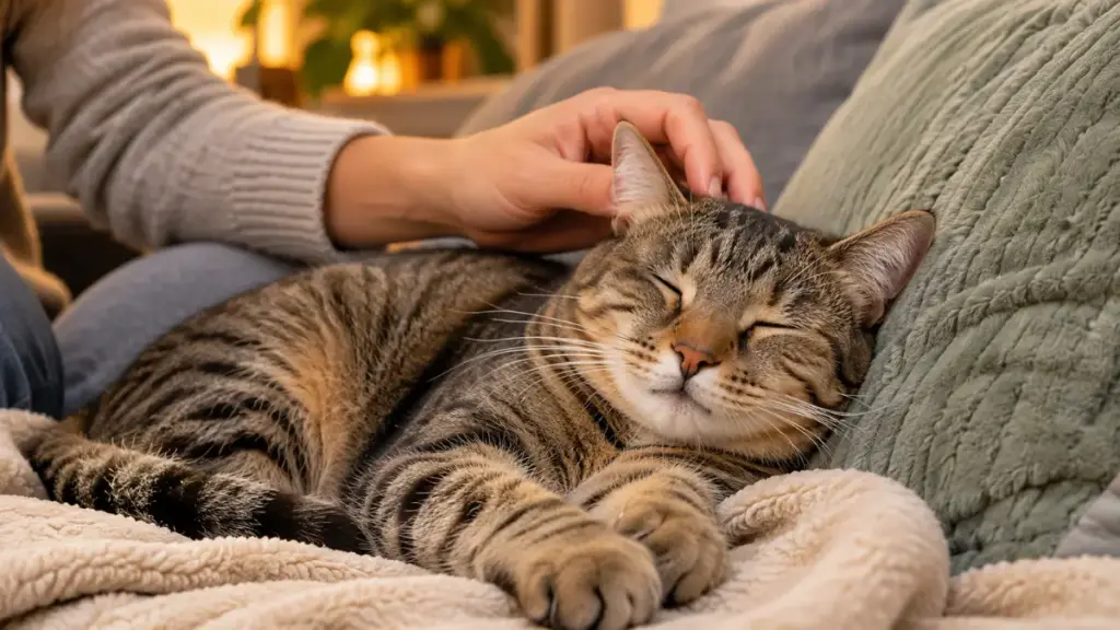 cat-strange-behaviors-owner-caring-for-cat