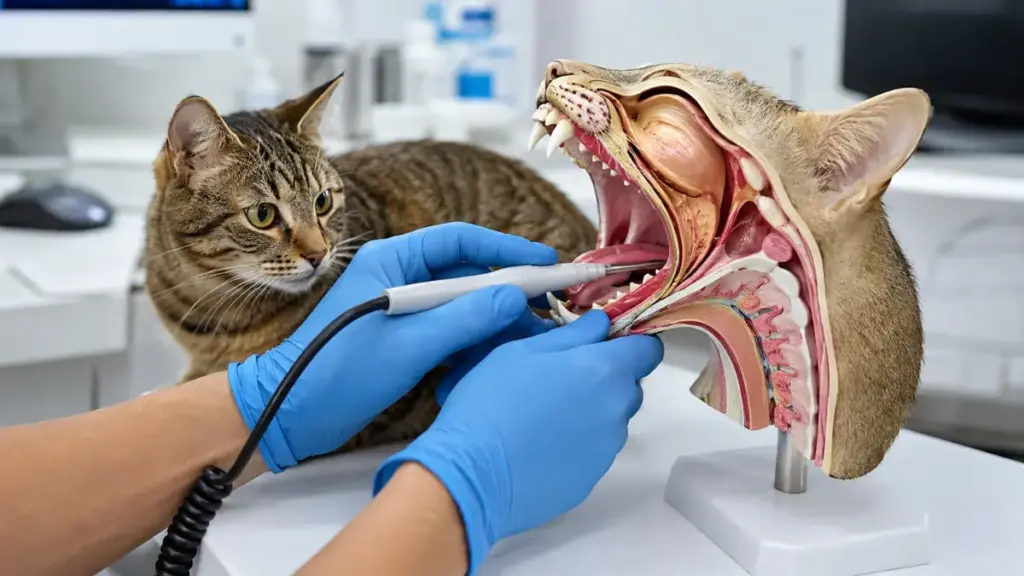 cat-strange-behaviors-veterinary-oral-probe-exam