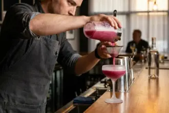 cocktail pink noise bartender pouring mix