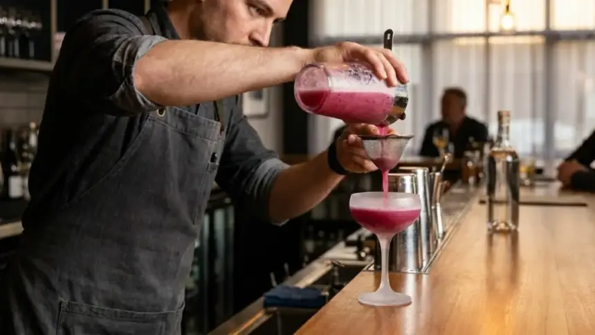 cocktail pink noise bartender pouring mix