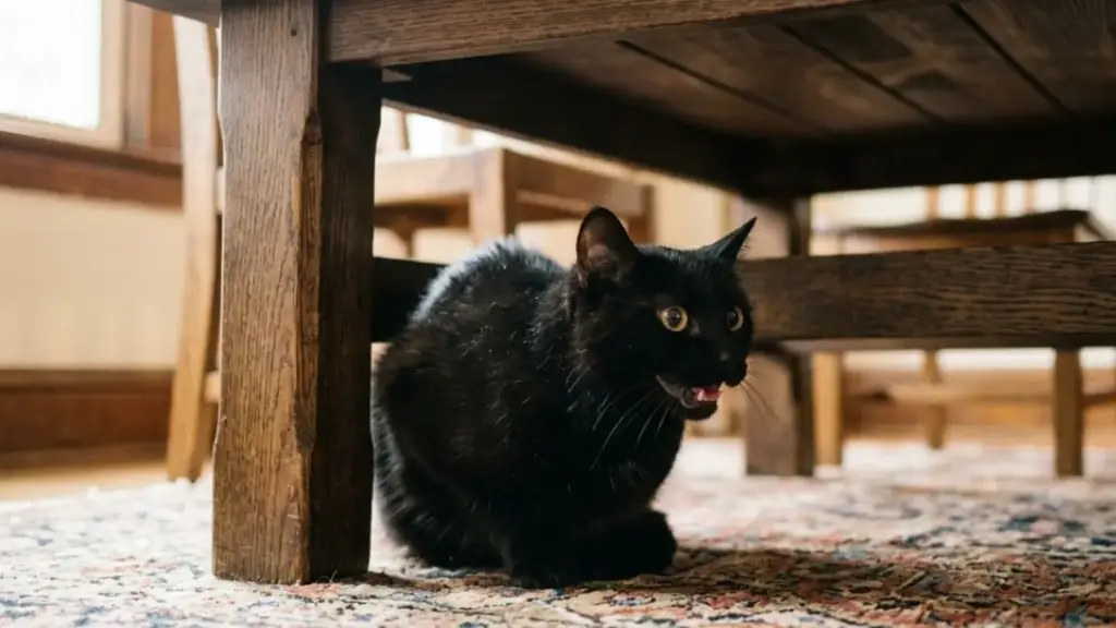 crisis-in-cats-black-cat-hiding-under-table
