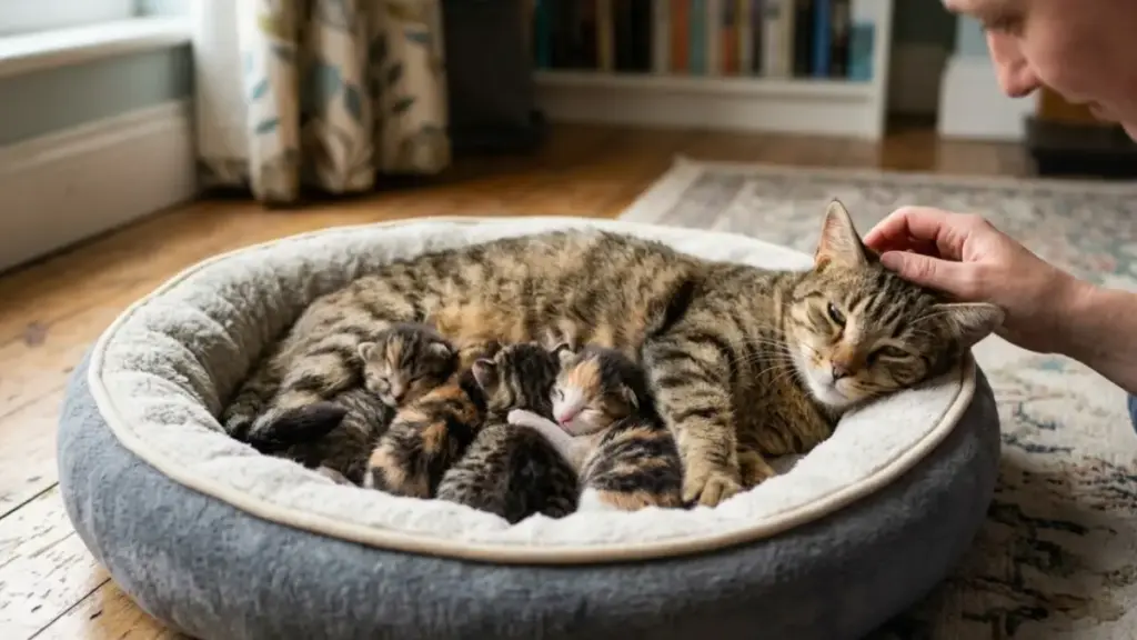 determine-a-kittens-gender-mother-cat-calm