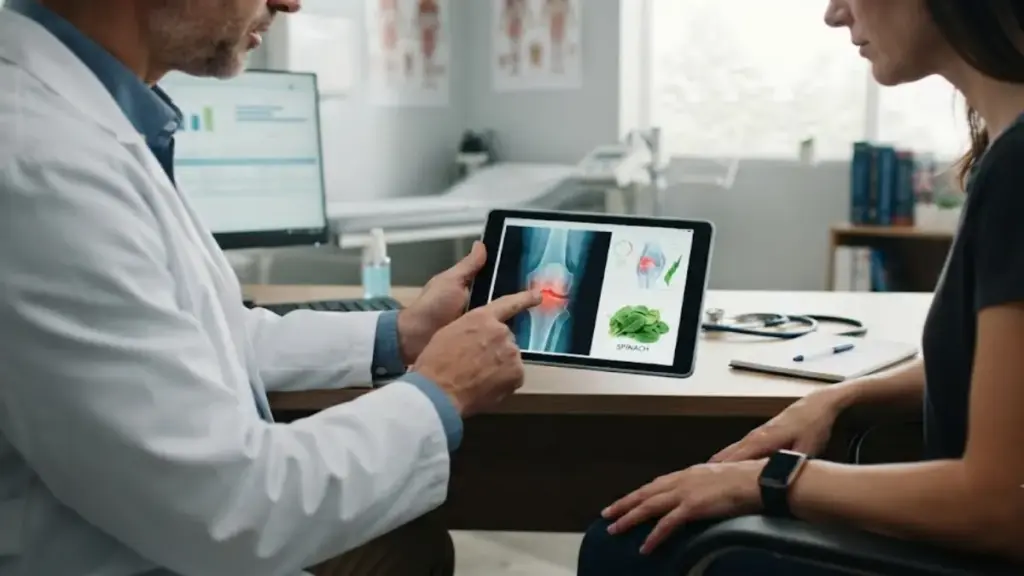 doctor-explaining-joint-scan-on-a-tablet-screen-to-a-patient-in-a-hospital