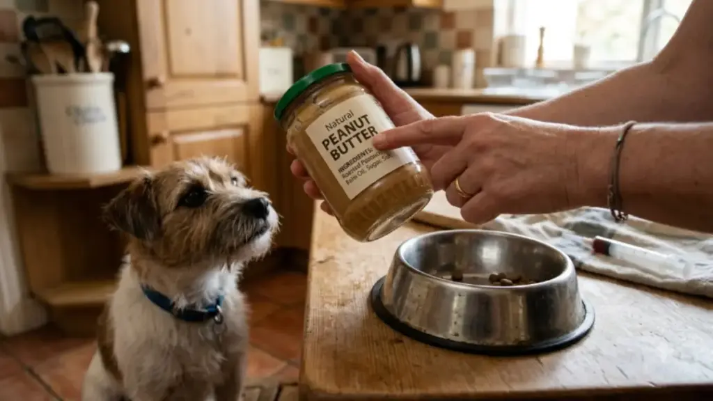 give-medicine-to-a-dog-checking-food-labels