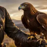 golden eagle falconer heavy leather gauntlet