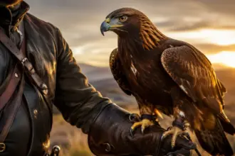 golden eagle falconer heavy leather gauntlet