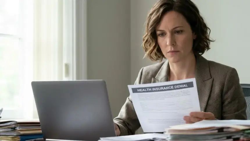 health insurance denial advocate reviewing claim rejection letter