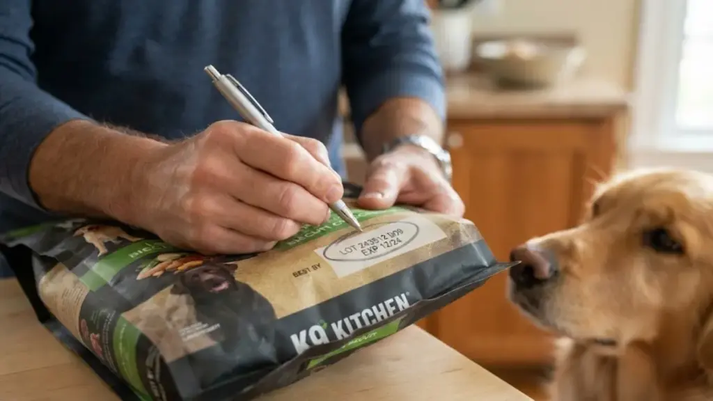 marking-a-dog-food-lot-number-on-the-back-of-a-package