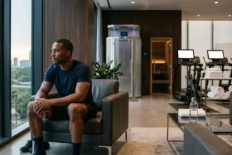 post workout recovery athlete luxury gym lounge