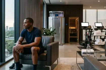 post workout recovery athlete luxury gym lounge