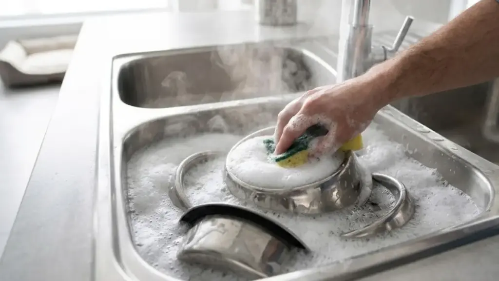 raising-a-stray-cat-washing-pet-bowls-hot-water