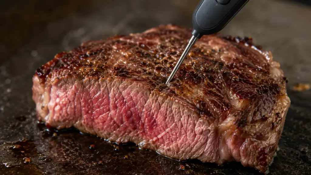 steak-cooking-mistakes-jess-pryles-thermometer-check