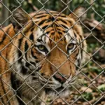 tiger varieties captive big cat behind fence