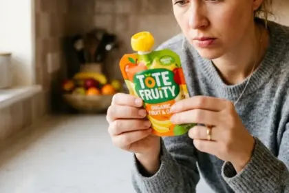 tote fruity contamination kids health checks mother inspecting pouch