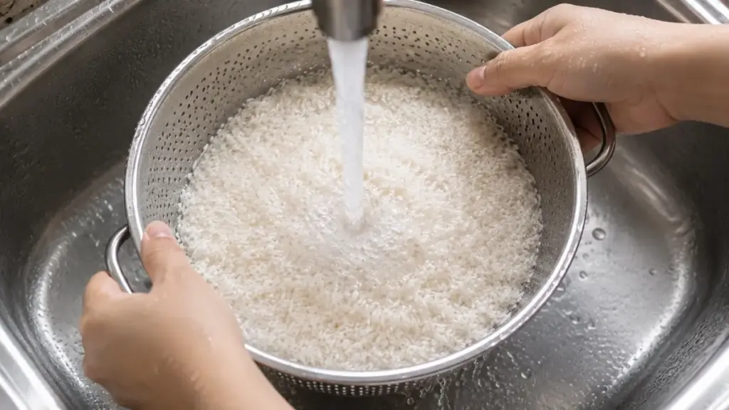 wash-rice-cold-water-tap-pouring