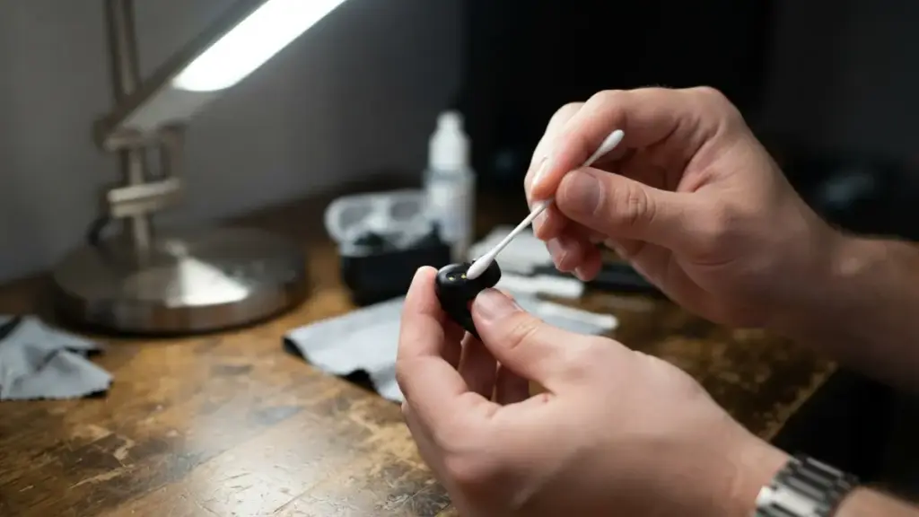 Attempting manual cleaning on bose ultra open earbuds contacts