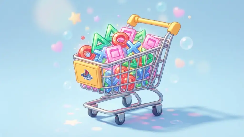 Glitched shopping cart icon on a PlayStation Store legacy gaming interface