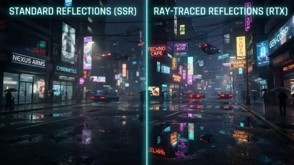 Graphical visual comparison illustrating PSSR 2.0 upscaling performance