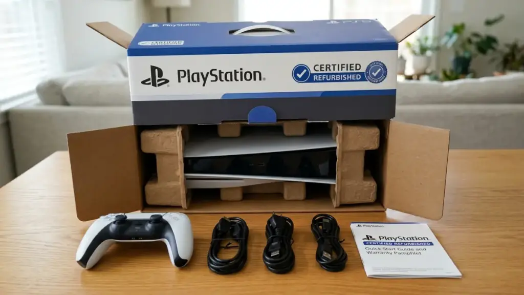 Certified Refurbished PlayStation 5 box representing a budget friendly Recommended PS5 choice