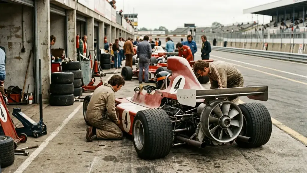 Vintage fan equipped race car in the history behind Tesla Roadster thrusters and ground effect downforce